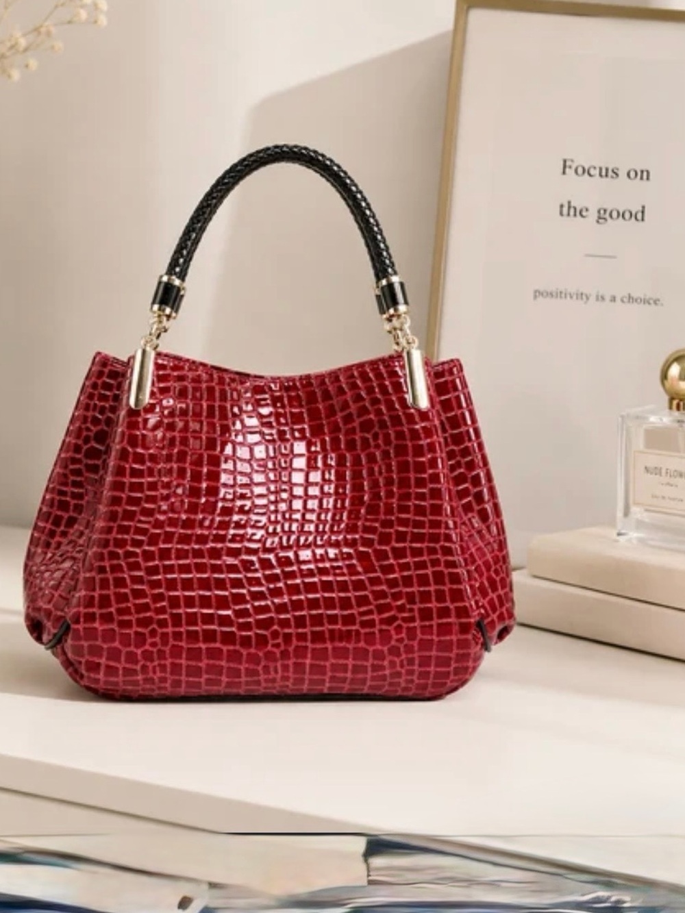 Women Alligator Crocodile Leather Designer Handbag